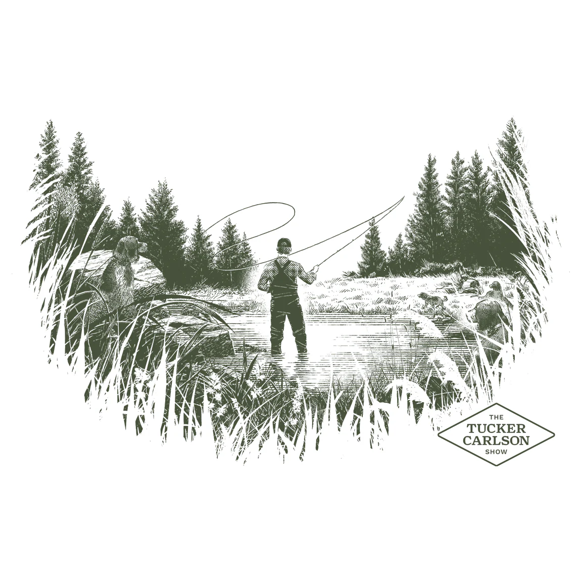 Tucker Carlson Fly Fishing T-Shirt - Granite - Image 3