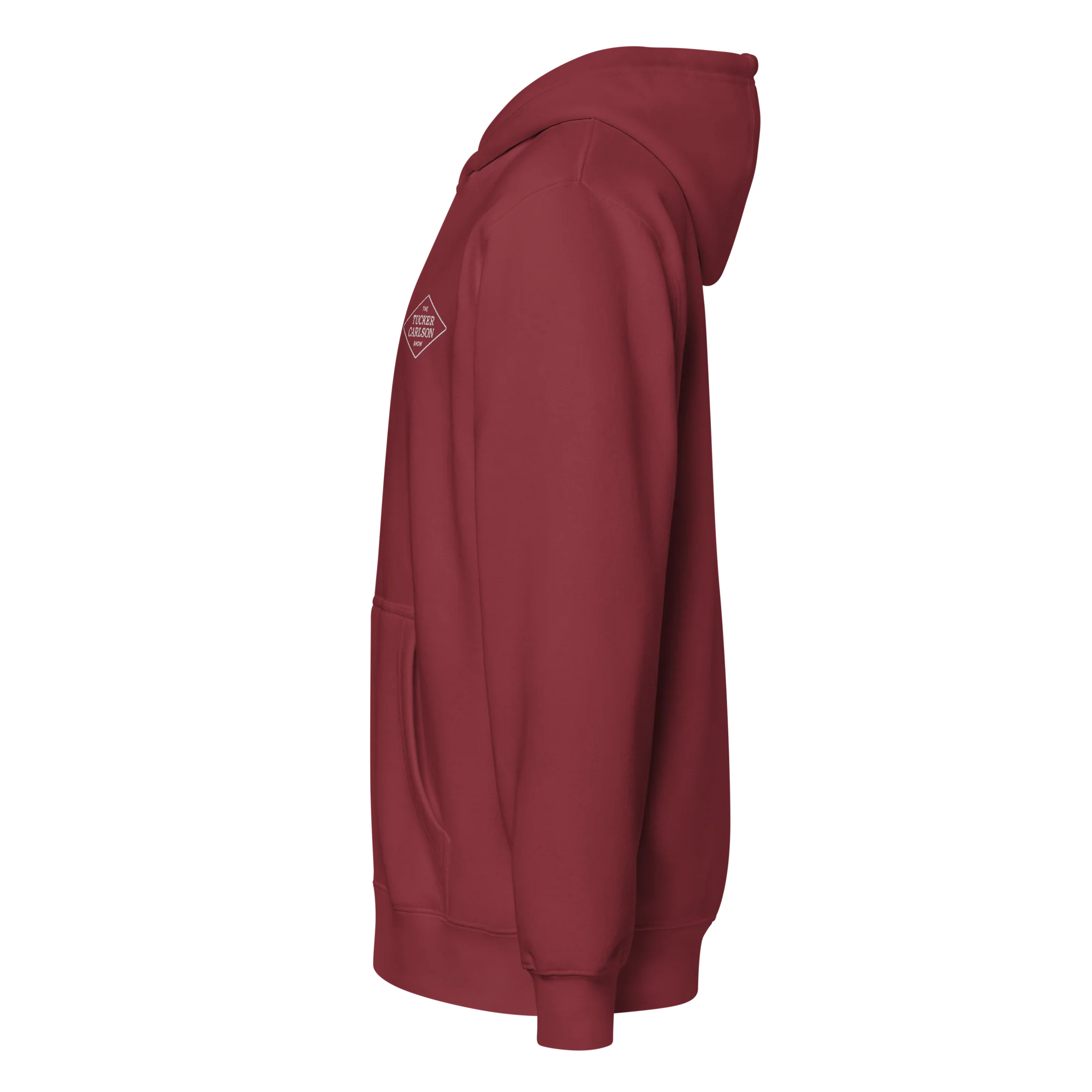 Tucker Carlson Show Full Zip Hoodie - Burgundy - Image 3