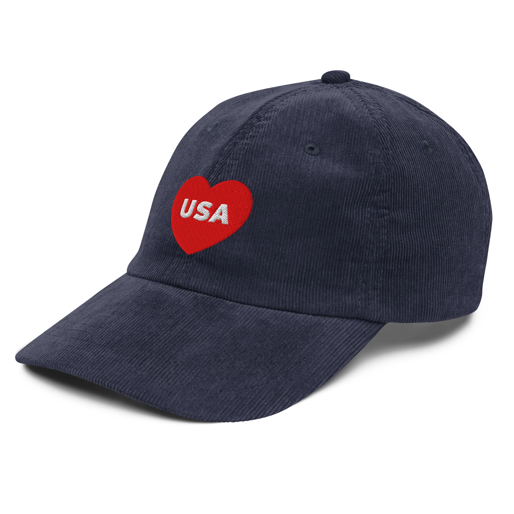 USA Heart Vintage Cord Hat - Navy - Image 3