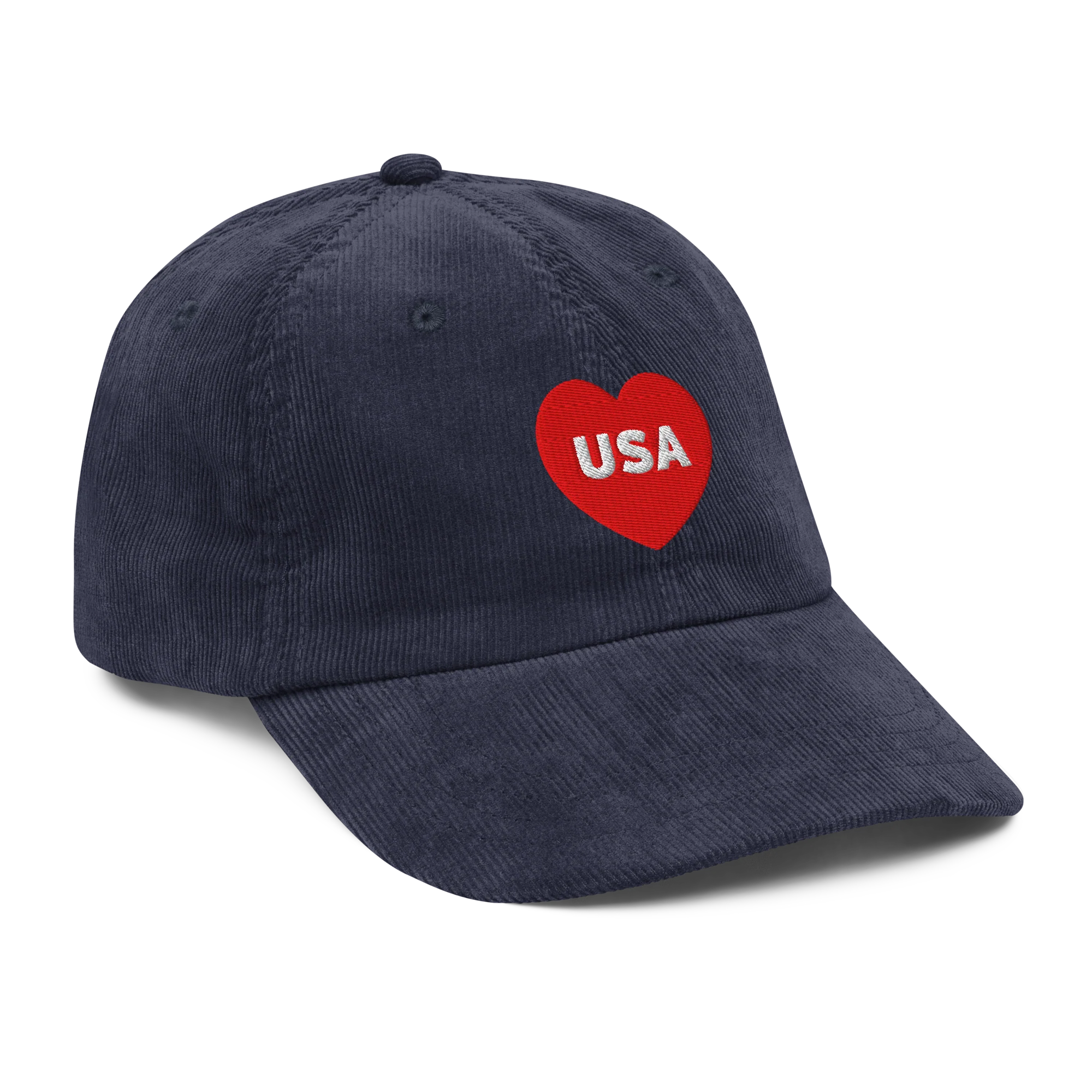 USA Heart Vintage Cord Hat - Navy - Image 4